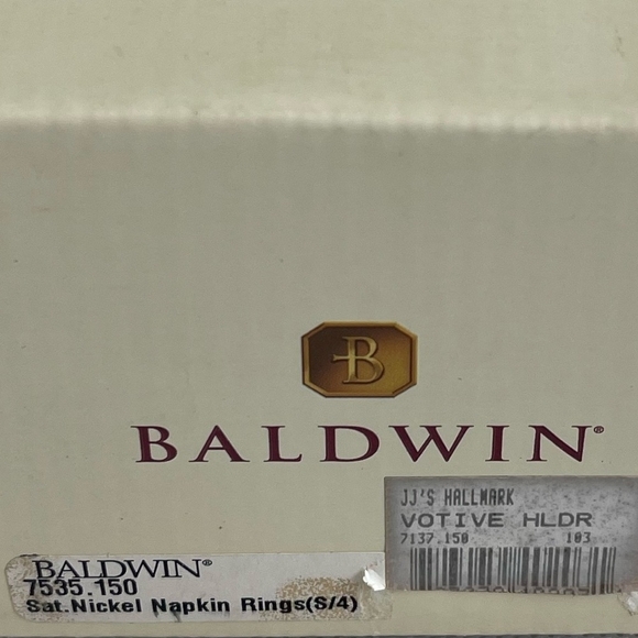 NIB Vintage Napkin Rings BALDWIN Silver Nickel Napkin Rings Set Dining Servewear - Picture 6 of 6